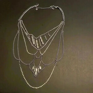 Silver bohemian  metal exaggerated fashionable statement necklace